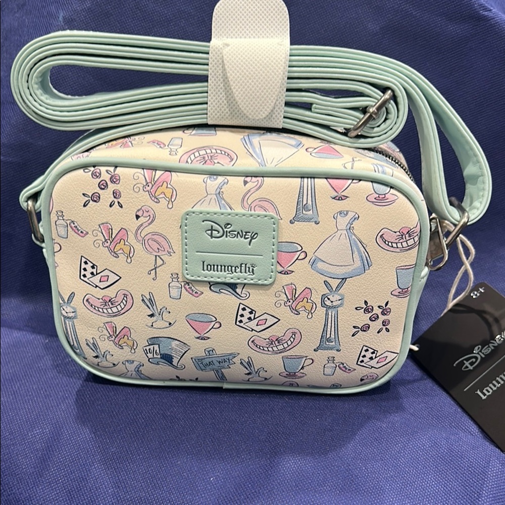 Disney Alice in Wonderland Loungefly Cream and Mint Crossbody Bag
